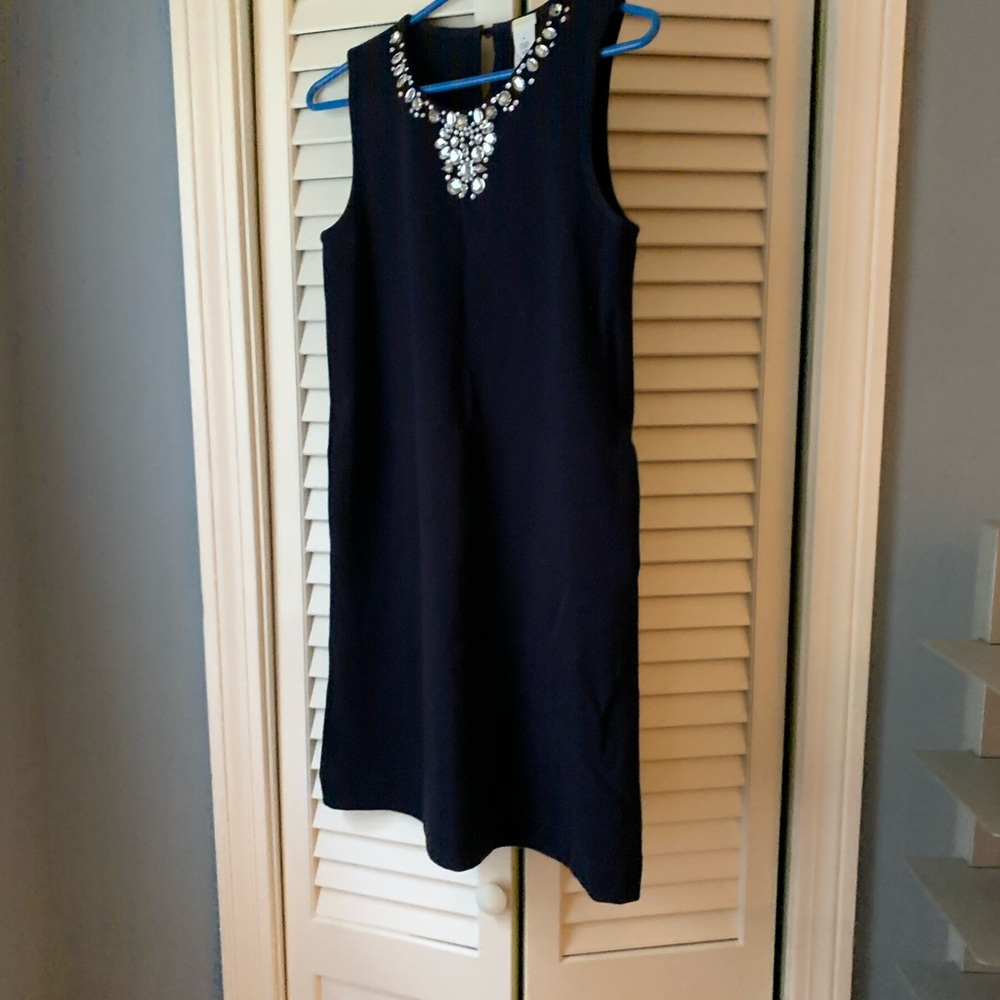 Girls navy dress with rhinestones